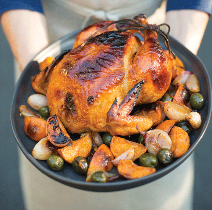 ROAST-CHICKEN-WITH-TANGERINES,-GREEN-OLIVES,-AND-SILAN