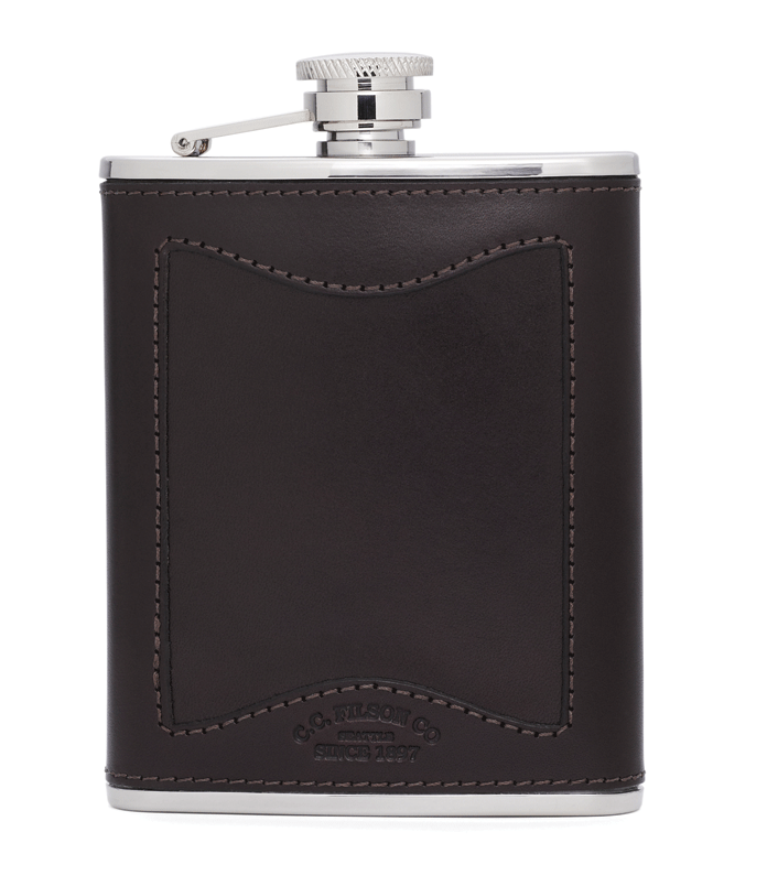 Brooks Brothers' leather and stainless flask