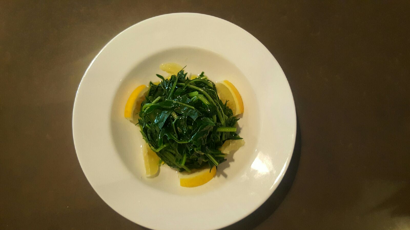 Horta (steamed dandelion greens with lemon and olive oil) at Eos, Stamford, CT, eosgreekcuisine.com