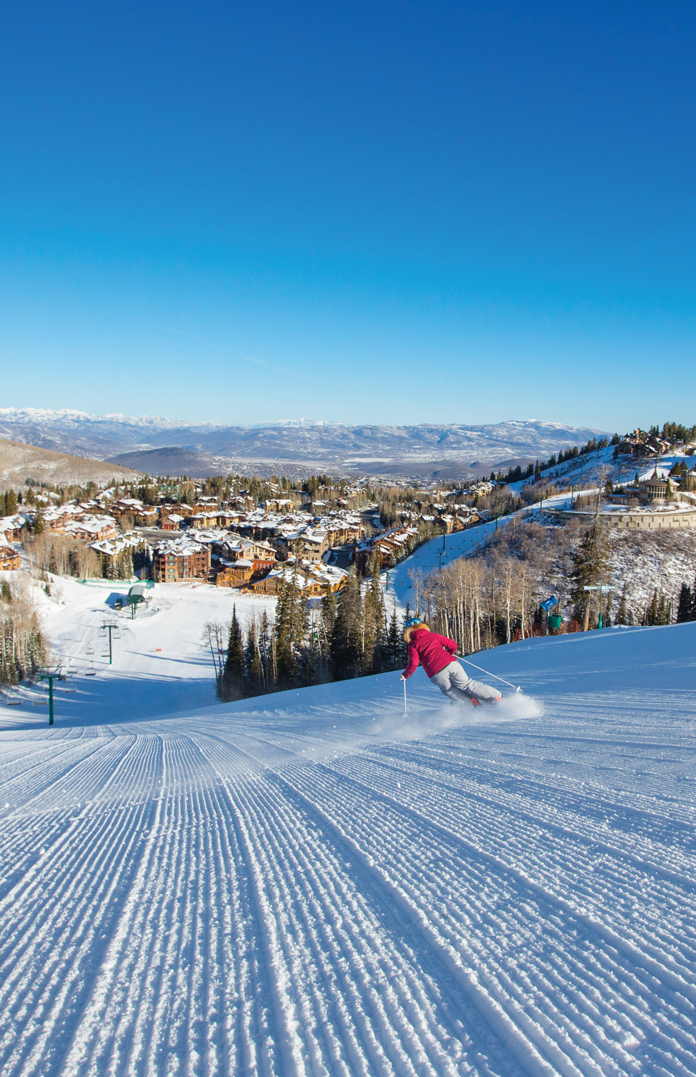 Deer Valley is a  skiier’s paradise—no  snowboarders allowed.