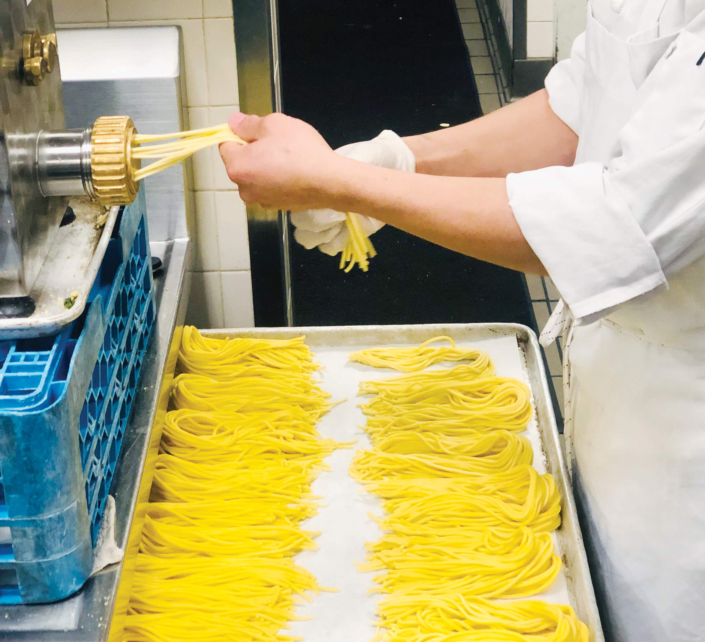 Chittara making fresh pasta.