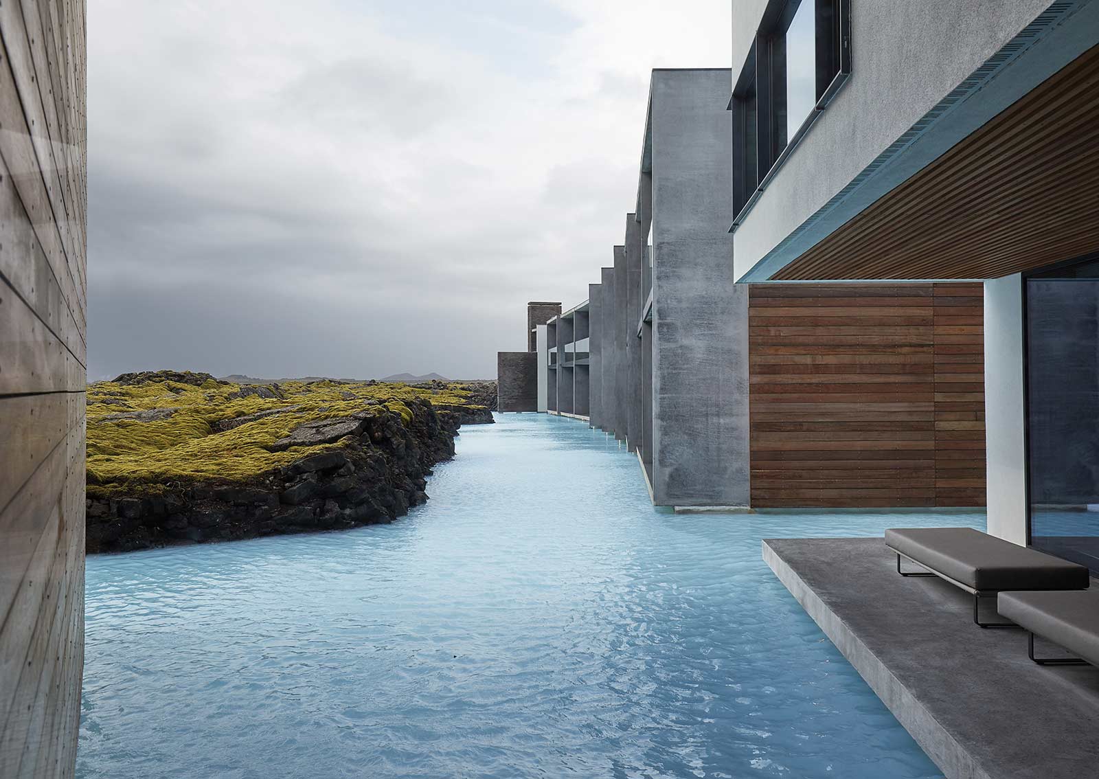 At Iceland’s Blue Lagoon, massage treatments are performed in the warm, therapeutic thermal waters. 