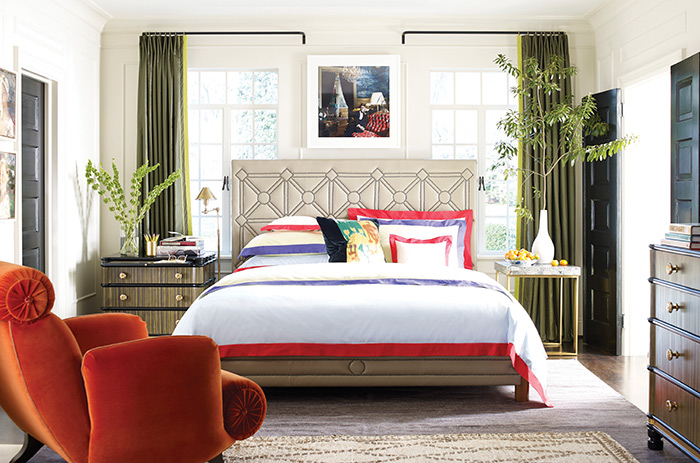 Pops of color are best used in saturated jewel-tones.