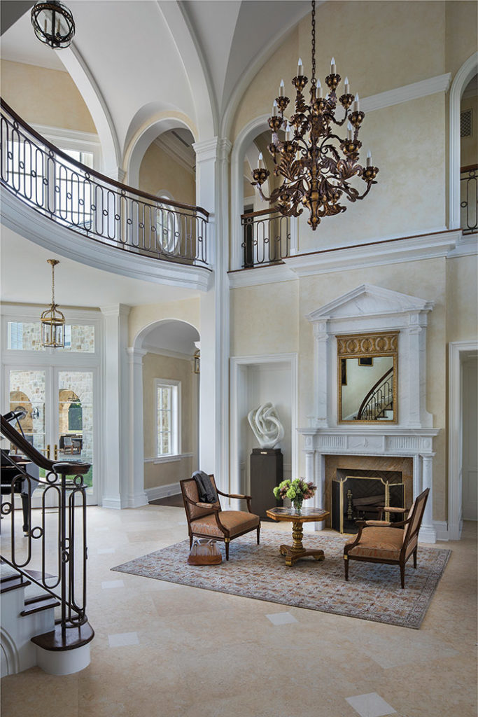 The stair hall creates a welcoming feeling of excitement while preserving the privacy of the spaces beyond it.