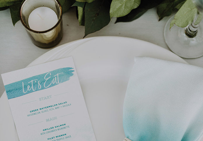 Wedding menu and napkin