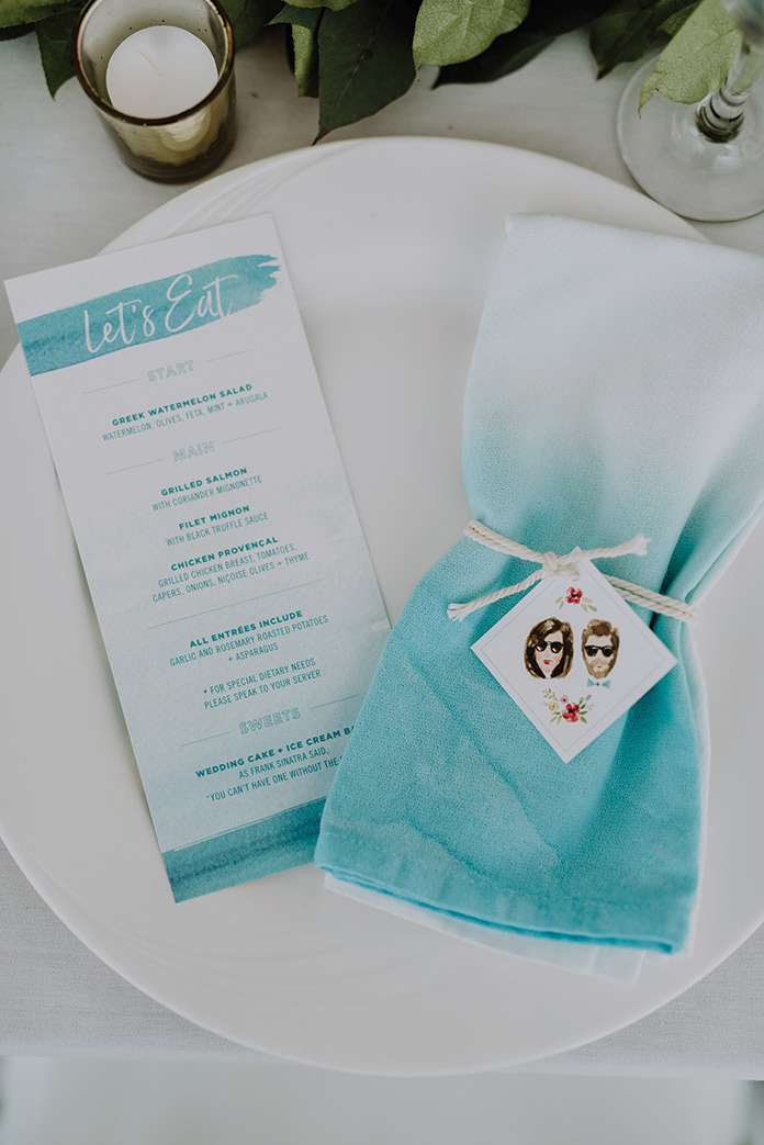 Wedding menu and napkin