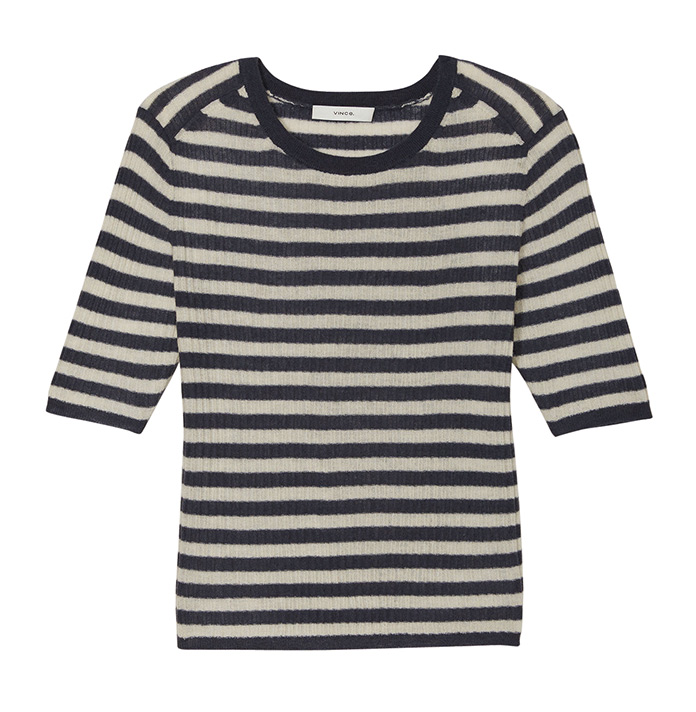 Striped cashmere elbow sleeve stop from Vince