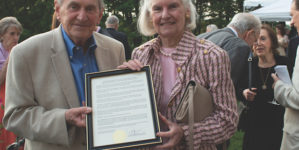 Image of Honoree Susan Henry receives a proclamation from Lewisboro Town Supervisor Peter Parsons
