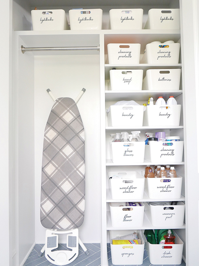 Organized laundry closet