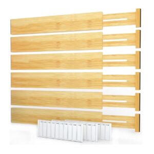 SpaceAid Bamboo Drawer Dividers with Labels