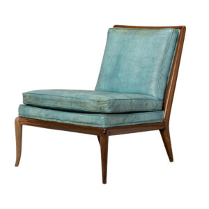 T.H. Robsjohn-Gibbings for Widdicomb Furniture Co. Blue Leather Slipper Chair