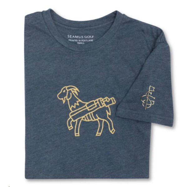SEAMUS GOAT T-Shirt - Gold on Blue