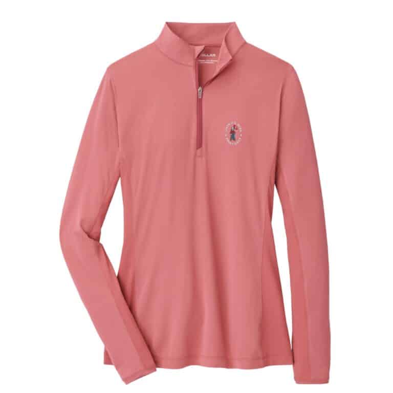 Salmon pink long sleeve golf quarter zip shirt