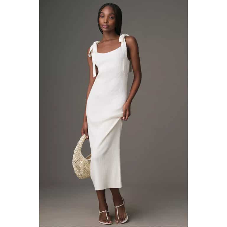 long and white Anthropologie dress