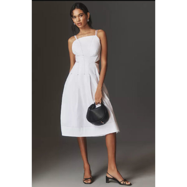 Womens midi thin strap dress white anthropologie