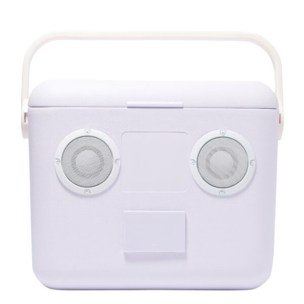 light purple cooler with speakers