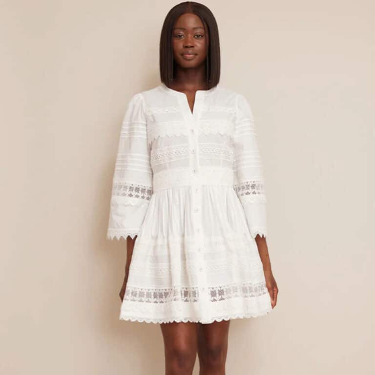 Long sleeve, short, white dress by caracara
