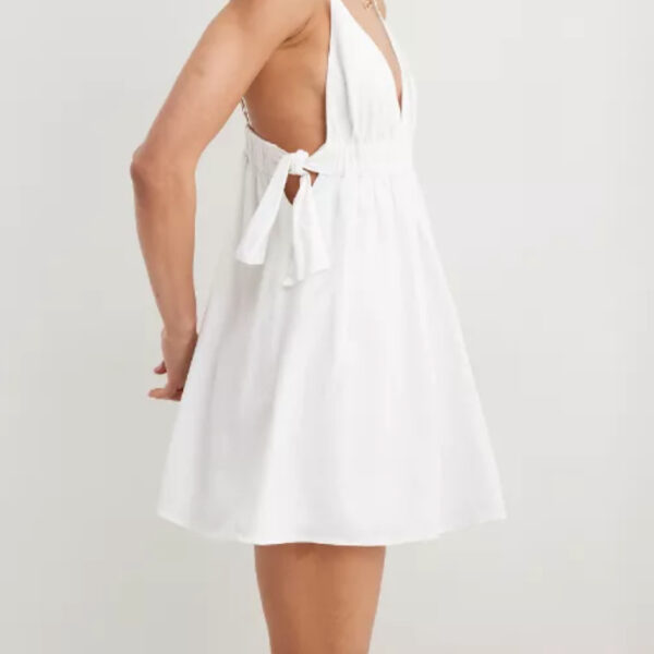 short and white dress with side ties