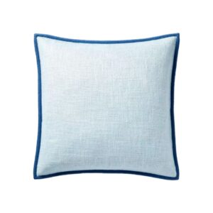 light blue pillow with navy bordering