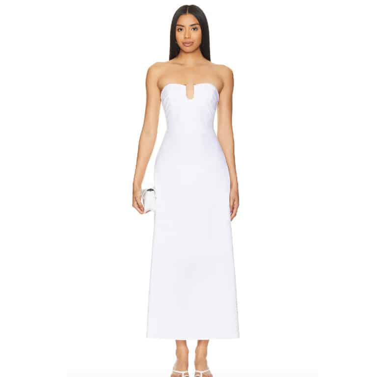 Long and white revolve dress