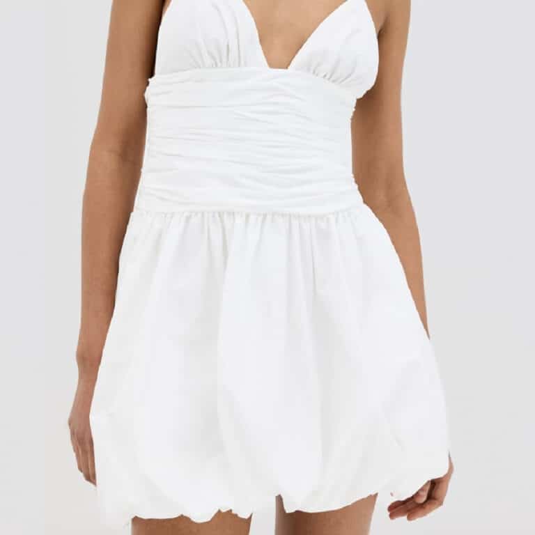 Staud puffy white mini dress thin straps