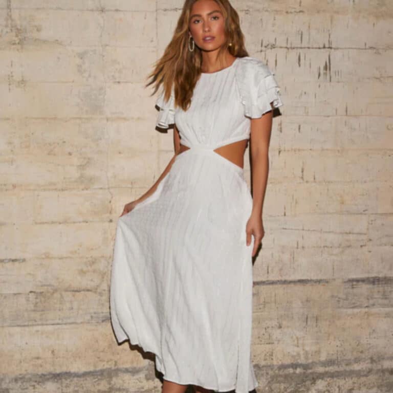 long and white vici dress
