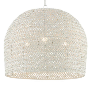 Athel Coastal Beach White Woven Iron Chandelier - Medium