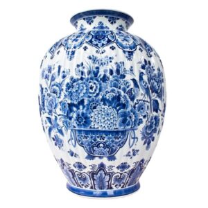 Delft Blue large hand-painted vase flower basket by Royal Delft